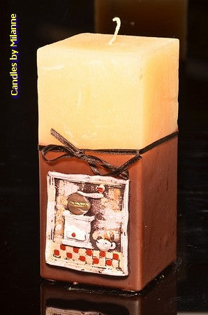 Kaffeemühle, Kerzenquadrat, 7,5x7,5 cm H: 15 cm