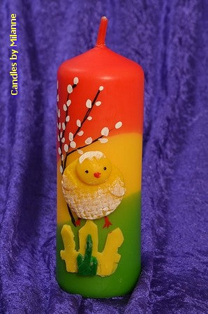 Chick, round candle, Ø 5 cm, H: 14 cm