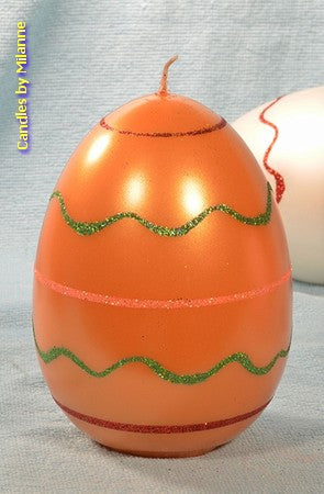 Easter Egg Candle XXL, orange, H15 cm, width: 10 cm