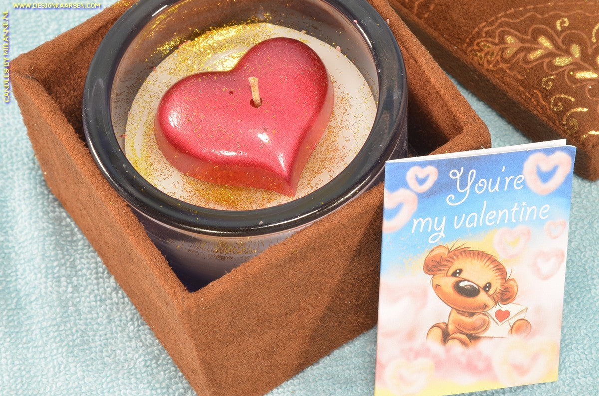 Heart in a box, romantic candle for Valentine's Day 2026