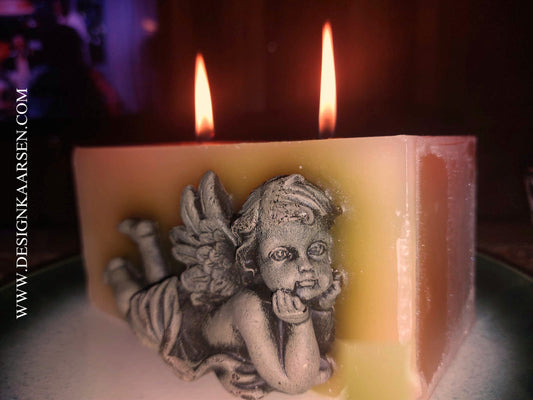 Kaars Engelen CREME, Design Enkel 9x18x9 cm