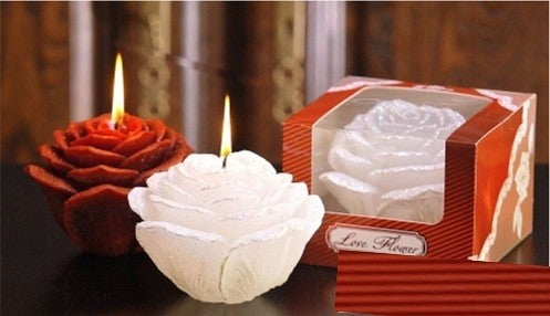 Rooskaars XXL CREME met GOUD, breedte 13 cm -  Kaars