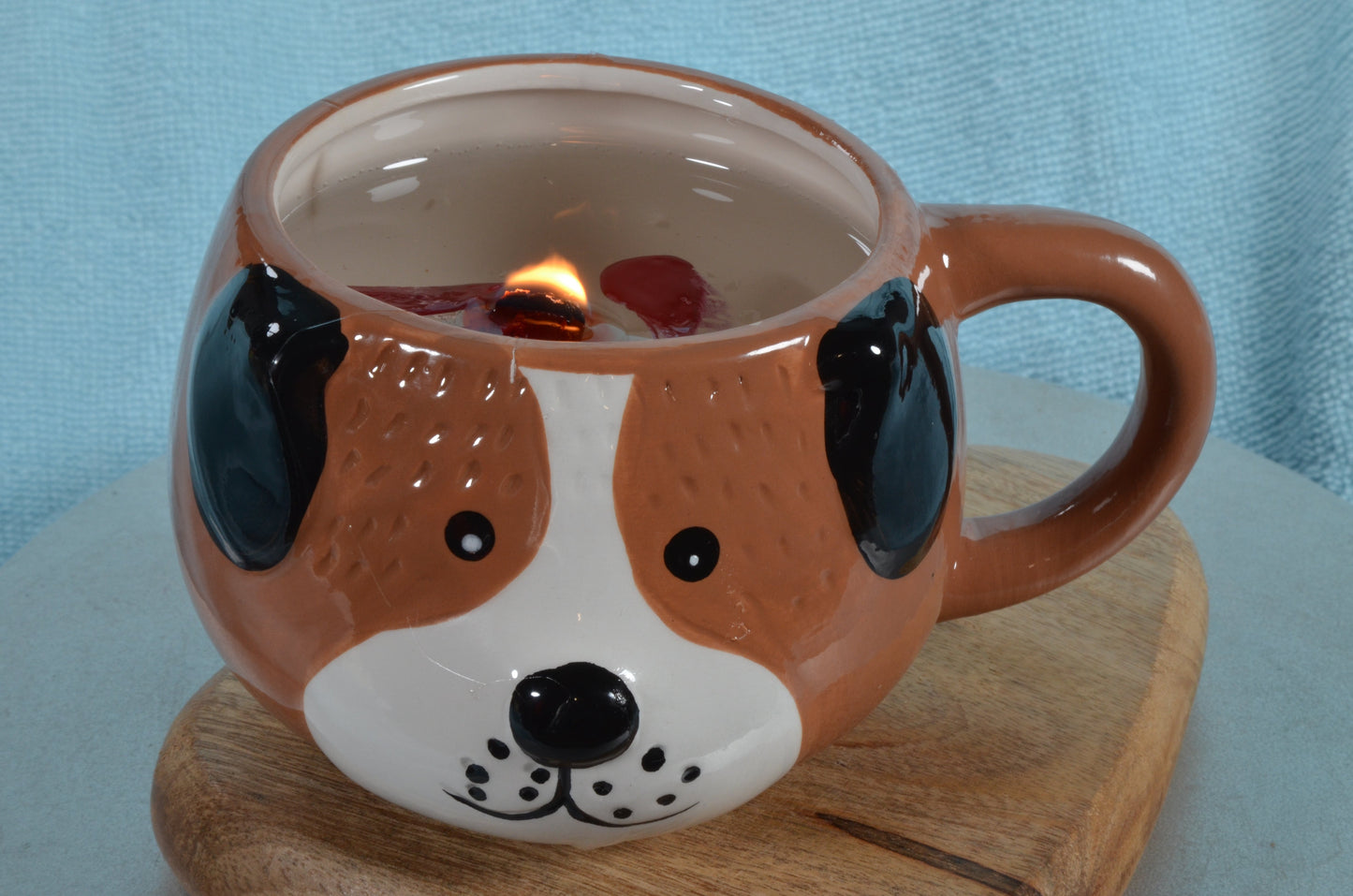 Advantage Set of 2 Gel Candles with Wooden Wick - 1x Dog and 1x Tiger - Made by Candles by Milanne - WATCH VIDEO
