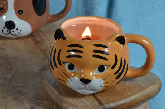 Gelkaars met Houten Pit Tijger design - Gemaakt door Candles by Milanne -  BEKIJK VIDEO