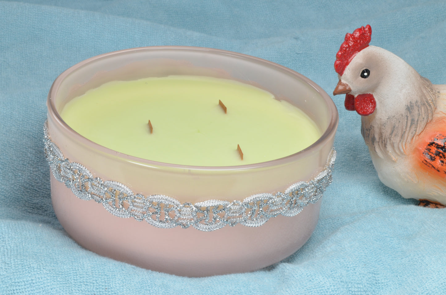 Geurkaars Elegance Green met 3 Houten Pitten (Wooden Wick)  - BEKIJK VIDEO