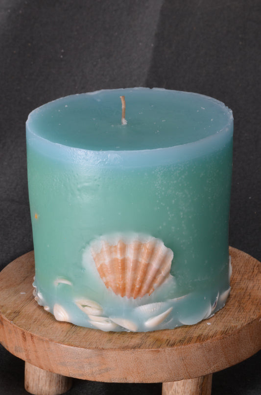 Zeekaars, Rond in zacht blauw - Candles by Milanne  -  Designkaars