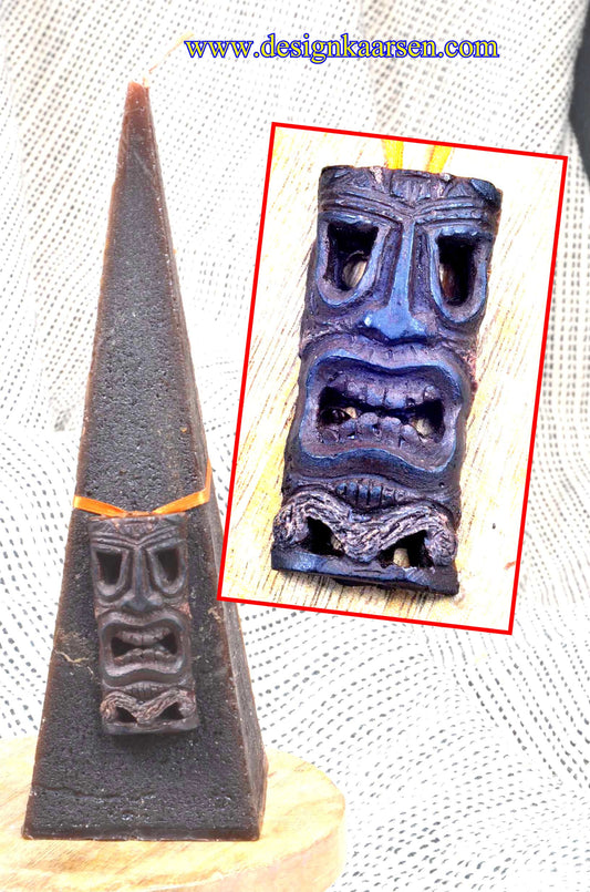 XXL Maskenkerze mit Afrika-Applikation 8x20 cm