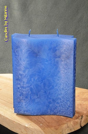 Adamo Kaars met 2 pitten, BLAUW POLYMICO, hoogte: 17 cm