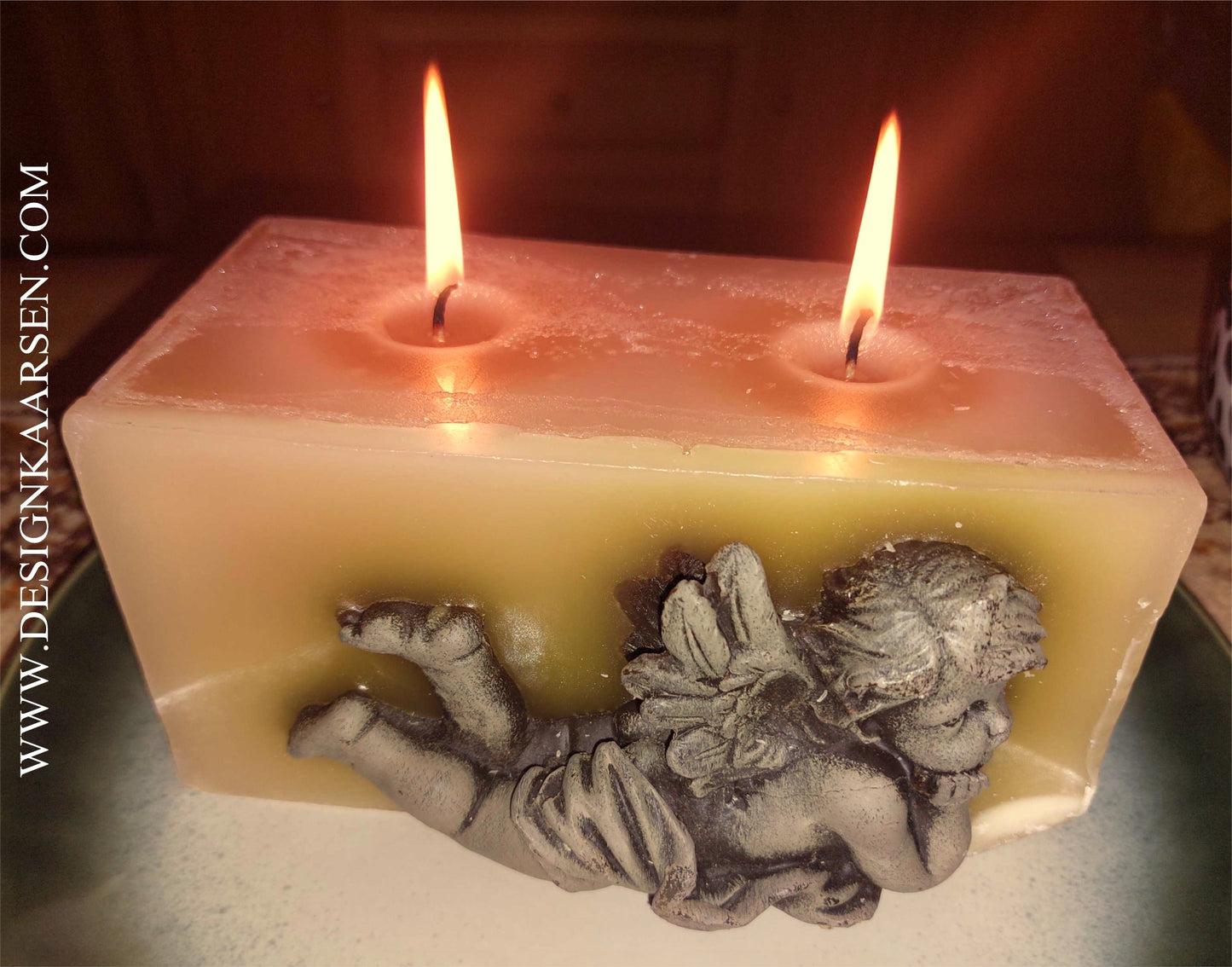 Kaars Engelen CREME, Design Enkel 9x18x9 cm